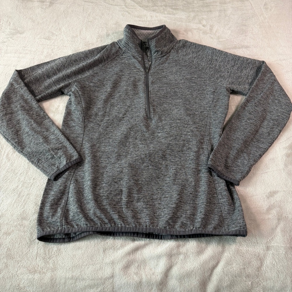 LL Bean Womens Medium Gray 1/4 Zip Pullover Thumbhole Performance Top 506470